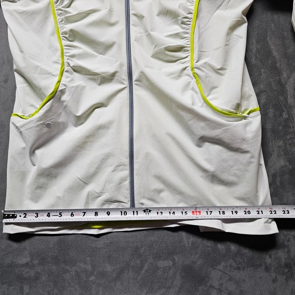 SwingDish Womens Golf‎ Jacket White Neon Yellow JOO1-01 Ruched Full Zip XL